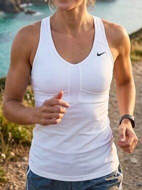 Nike Women's Dri-Fit Racer Back Athletic SMALL White Tank Top